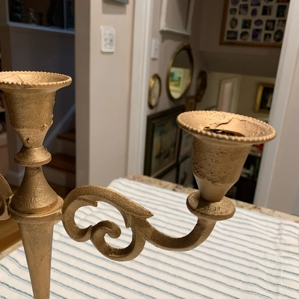 Gold Three Branches Candelabra